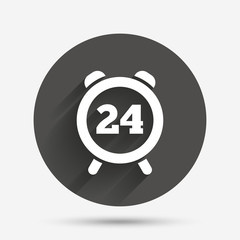 24 hours time sign icon. Clock alarm symbol.