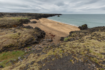 Golden beach at Hellissandur west fjords Iceland
