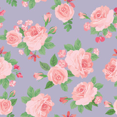 Floral bouquet seamless pattern. Flower rose background. Flourish ornamental wallpaper