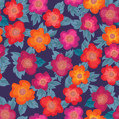 Floral bouquet seamless pattern. Flower rose background. Flourish ornamental wallpaper