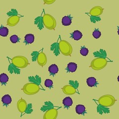 Blackberry and gooseberry cartoon seamless texture 644