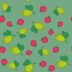 Berry and gooseberry cartoon seamless texture 647