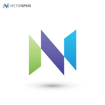 Color Shape Letter N Logo