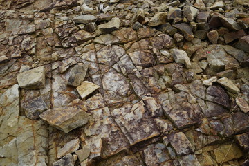 岩の斜面　山肌　北アルプス　岩肌