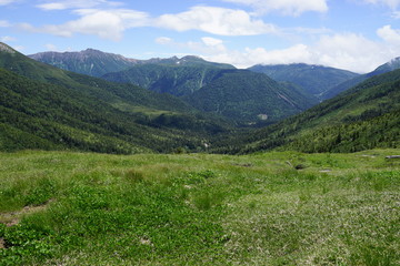 Naklejka premium 太郎平 登山 山道 空 絶景 太郎兵衛平