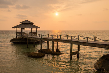 Fototapeta na wymiar Sunset on the beach. Island Koh Kood, Thailand