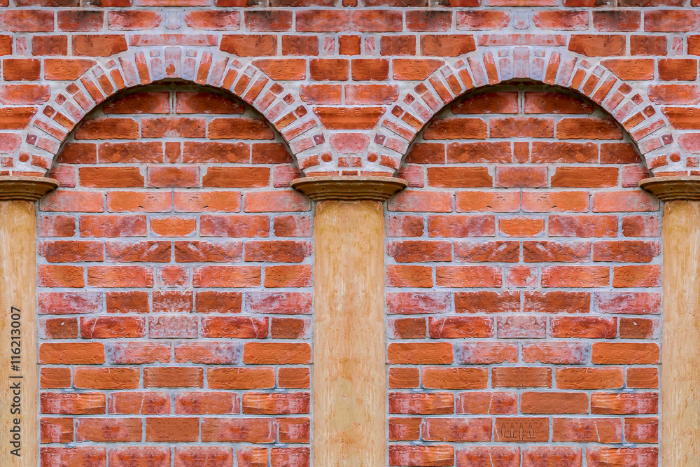 Poster seamless facade brick wall texture background for pattern design backdrop