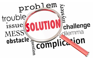 Solution Solve Problem Issue Resolution Find Fix Magnifying Glas