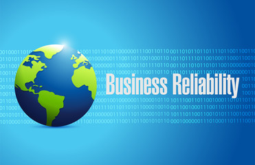 Business reliability binary globe sign concept