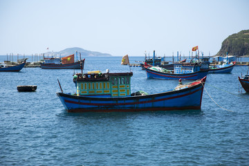 Fototapeta na wymiar fishing boats in the Bay of South China sea