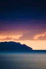 Obraz na płótnie Canvas Mysterious sunset over the peninsula Jandia. Fuerteventura. Canary Islands. Spain