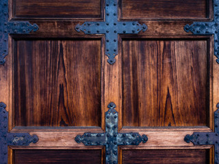 Old wooden medieval gate door