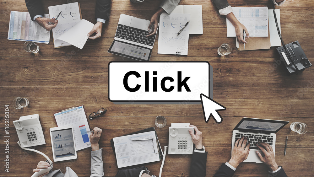 Poster click choose add button interface concept