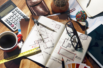 Blueprint Architecture Draft Interior Design Concept