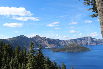 Crater Lakes And White Clouds 