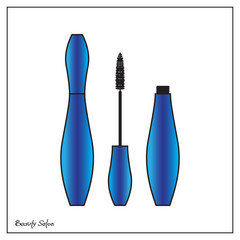 Blue mascara on a white background