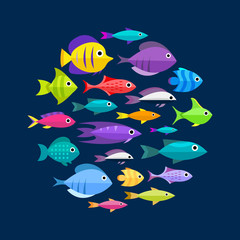 Cartoon fish collection background