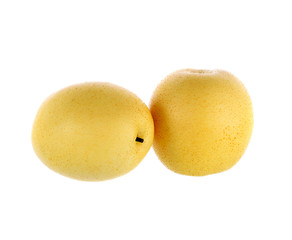 Pear fruits on white background