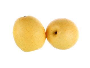 Pear fruits on white background