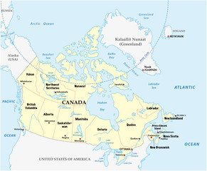 Canada vector map with provinces and boundary