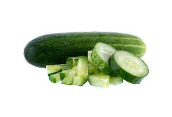 Cucumbers on white background