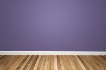 Purple tone colors wall & wood floor interior,3D illustration