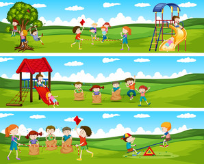 Obraz na płótnie Canvas Children playing games in the park