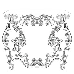 Glamorous Fabulous Baroque Rococo Console Table. French Luxury rich carved ornaments furniture. Vector Victorian wealthy Style furniture
