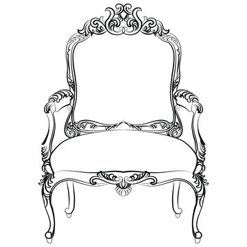 Royal Baroque Vector Classic chair furniture with  Luxury Acanthus ornaments. Vector sketch furniture