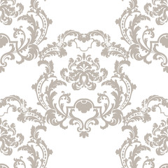 Vector Baroque Vintage floral damask pattern element background. Luxury Classic lily floral stylized Damask ornament, royal Victorian texture for wallpapers, textile, fabric. beige color ornament