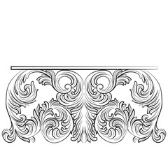 Rich Baroque Table. French Luxury rich carved ornaments furniture. Vector Victorian Royal Style furniture