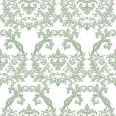 Vector Baroque Vintage floral Damask pattern. Luxury Classic ornament, Royal Victorian texture for wallpapers, textile, fabric. Lint green color