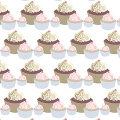 Delicious Cupcakes pattern Vector