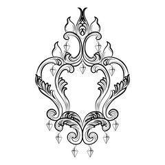 Fototapeta premium Rich Baroque Classic chandelier on white background. Luxury decor accessory design. Vector illustration sketch