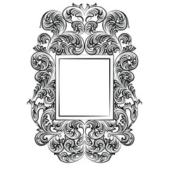 Vintage Imperial Baroque Rococo frame. Vector French Luxury rich carved ornamented Wall Frame. Victorian wealthy Style structure