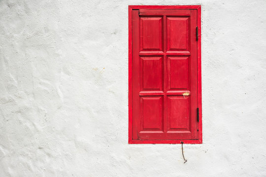 Red Window On White Wall