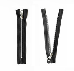 Zipper closed and opened, isolated on white background © SasinParaksa