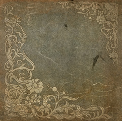 Old paper background with floral patterns.