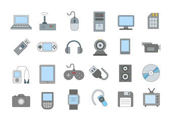 Computer technologies colorful icons set
