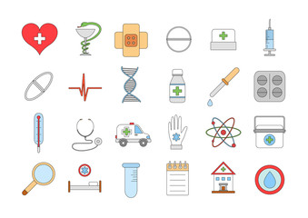 Hospital colorful icons set