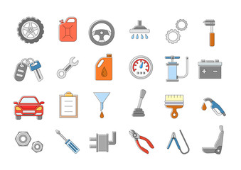 Mechanic vector icons set