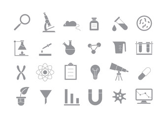 Laboratory gray vector icons set