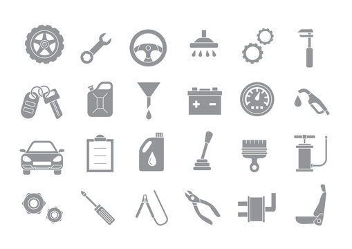 Mechanic gray vector icons set