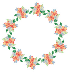 Flower wreath. Design element for logo, banners, labels, prints, posters, web, presentation, invitations, weddings, greeting cards, albums. Vector clip art.