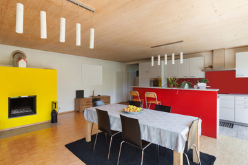 Dining room with kitchen