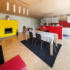 Dining room with kitchen