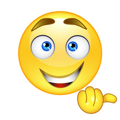 Fototapeta premium Emoticon showing thumb up