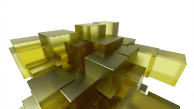 Glass blocks cubes floating interlocking abstract tech motion background loop 4k
