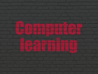 Studying concept: Computer Learning on wall background