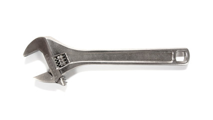 Adjustable wrench opened jaws isolated on white background